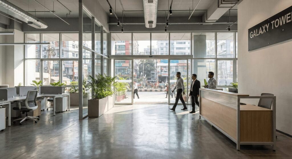 Commercial building using aluminium glass doors and windows in Bangladesh