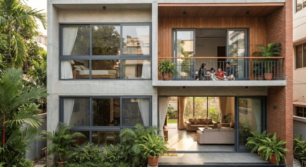 Residential house in Bangladesh with aluminium sliding windows and doors