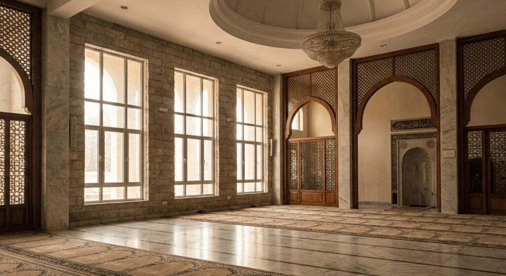 Aluminium window inside mosque in Sylhet Bangladesh