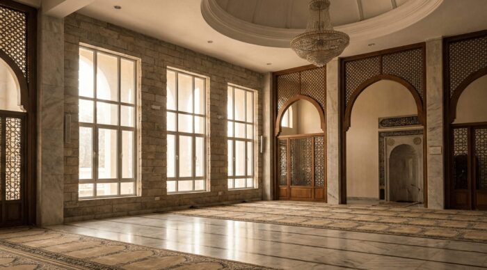 Aluminium window inside mosque in Sylhet Bangladesh